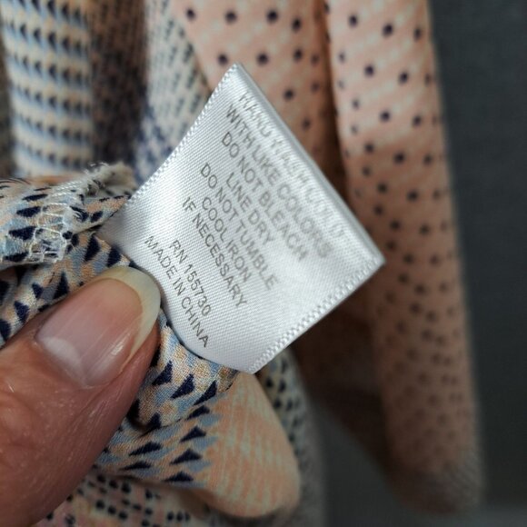 Rose+Olive Women 3X Plus Size Blouse Button 3/4 Sleeve Geometric Poly Peach Blue - Picture 16 of 16